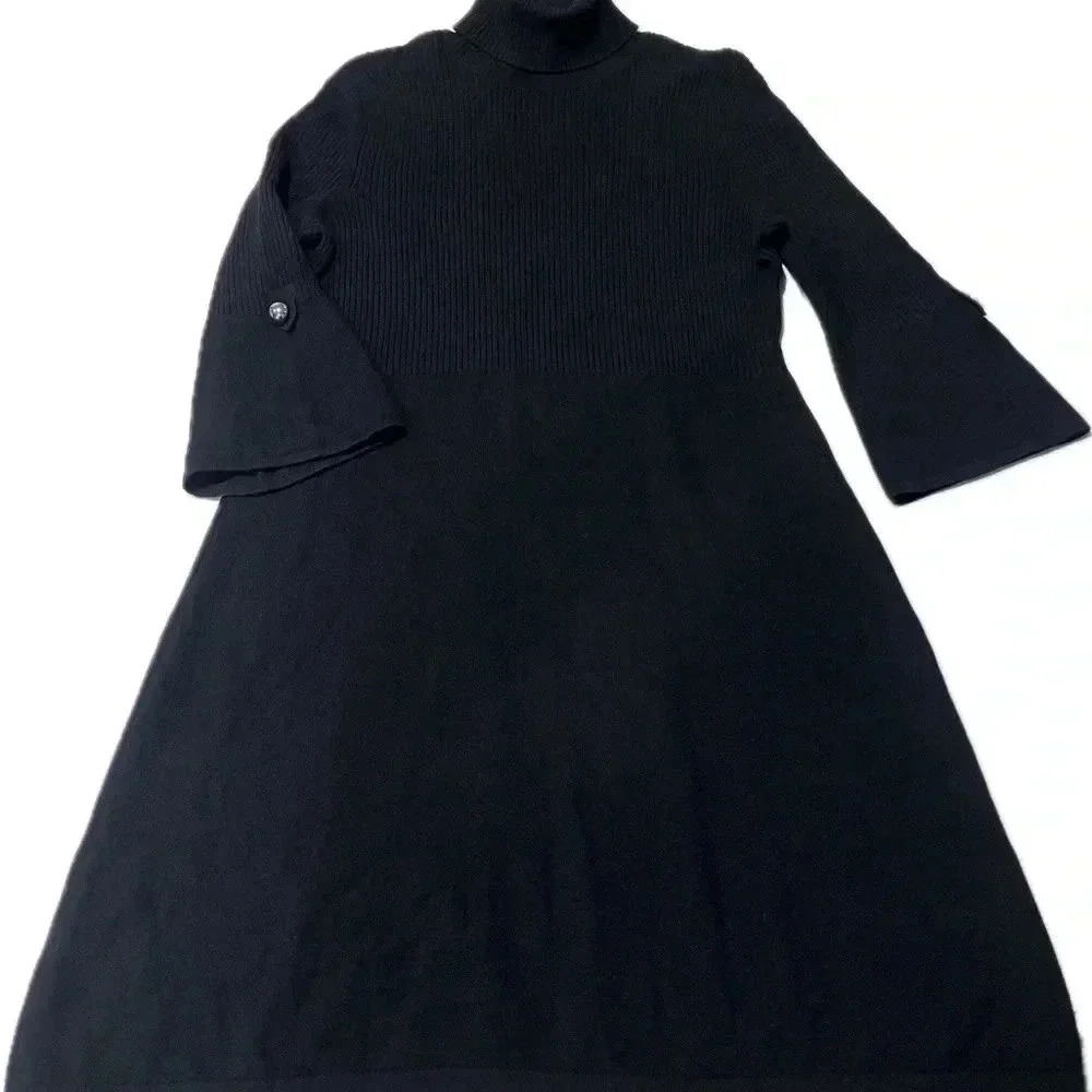 Prive 100% cashmere black dress above knee‎ sweater A-line 1/4 sleeve medium